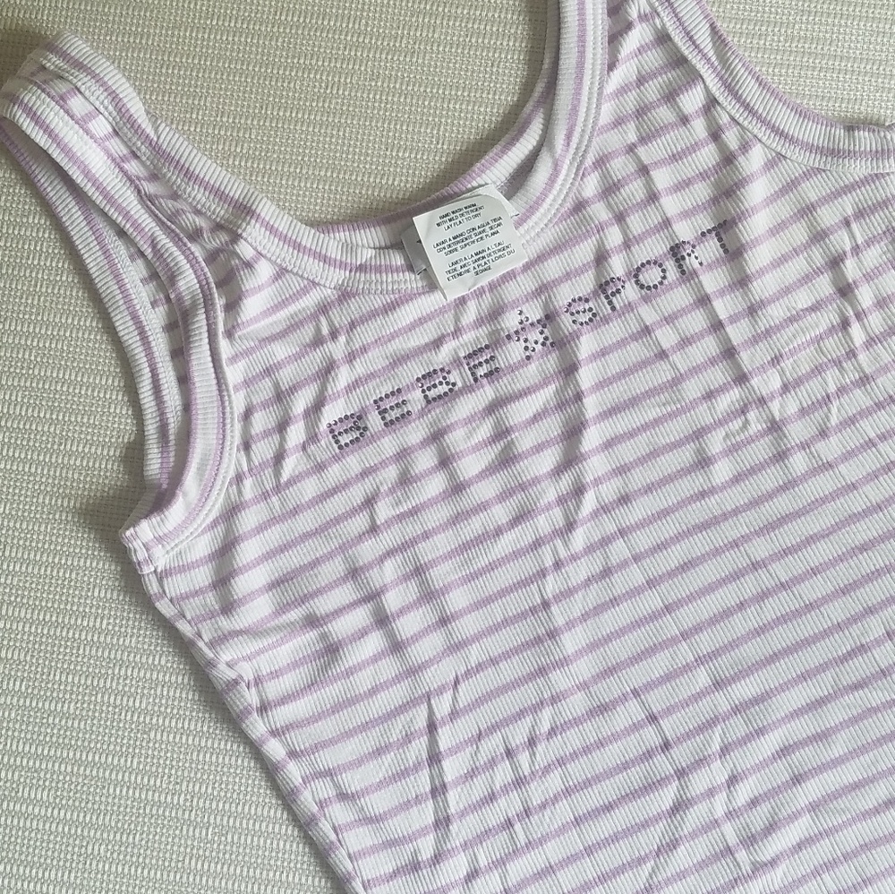 Bebe sport striped rhinestone top